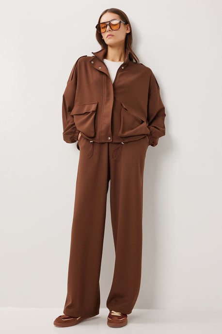 Taschen-Detail-Jacke & Weitbeinige Hose Zweiteiliges Set - Image 2