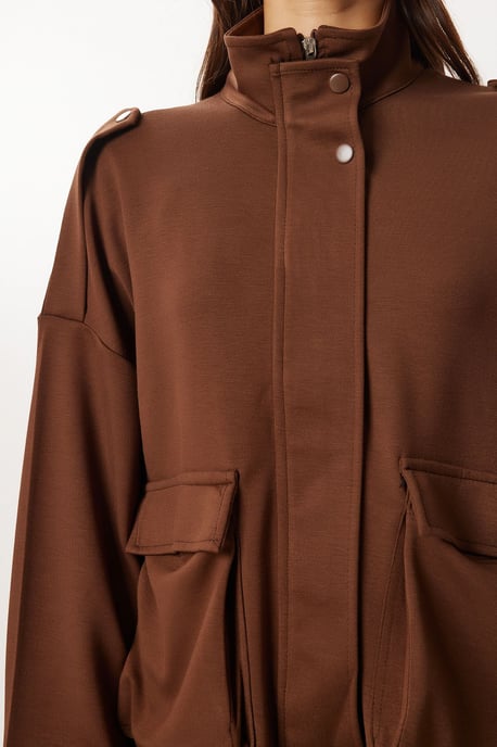 Taschen-Detail-Jacke & Weitbeinige Hose Zweiteiliges Set - Image 3