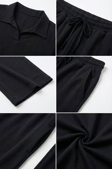 Mittelhohe Taille Polo-Kragen Zweiteiliger Koordinationsanzug - Image 3