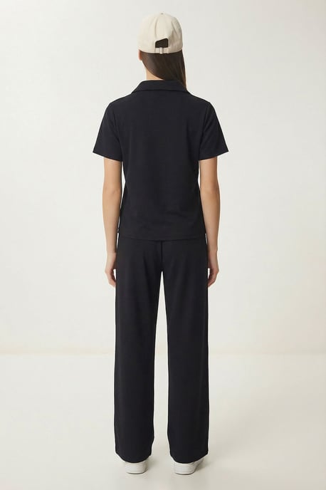 Mittelhohe Taille Polo-Kragen Zweiteiliger Koordinationsanzug - Image 4