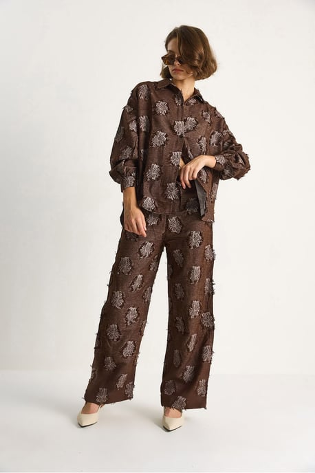 Besticktes Übergröße Hemd und Weite Hosen Set - Image 2