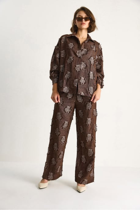 Besticktes Übergröße Hemd und Weite Hosen Set - Image 3