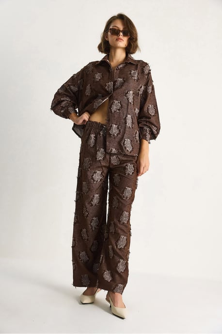 Besticktes Übergröße Hemd und Weite Hosen Set - Image 5