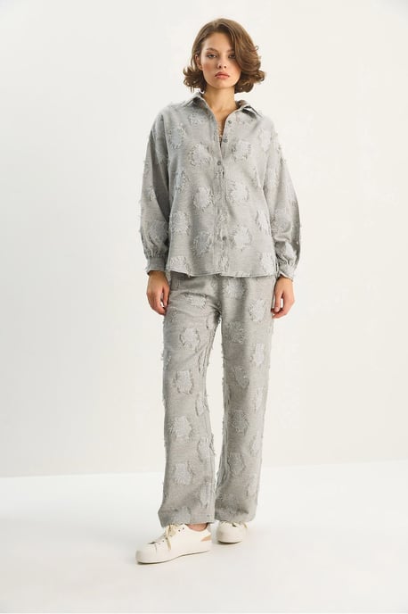 Besticktes Oversized Shirt und weite Hose Co-Ord Set - Image 2