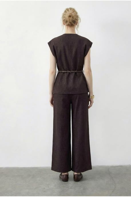 Weste und Hose Zweiteiliges Set mit Gürtel-Detail - Image 5