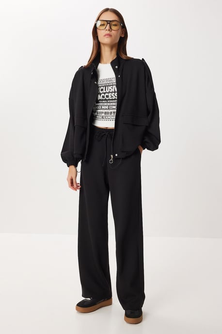 Taschen-Detail-Jacke & Weitbeinige Hose Zweiteiliges Set - Image 2