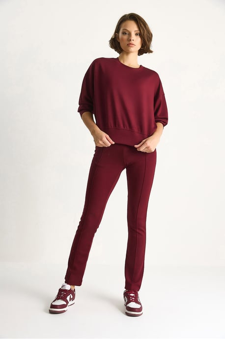 Tailliertes Langarm-Shirt mit Rundhalsausschnitt im zweiteiligen Set - Image 4