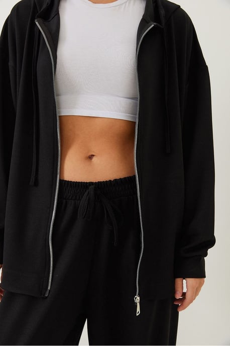 Hoodie mit langem Sweatshirt und weit geschnittenen Leggings im zwei-teiligen Set - Image 2