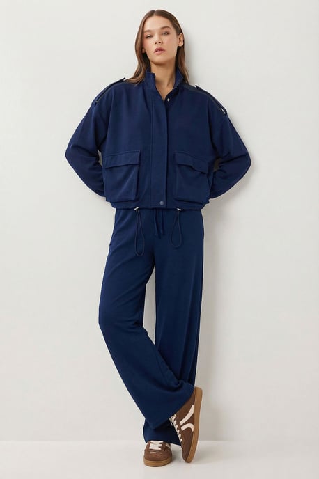 Taschen-Detail-Jacke & Weitbeinige Hose Zweiteiliges Set - Image 2