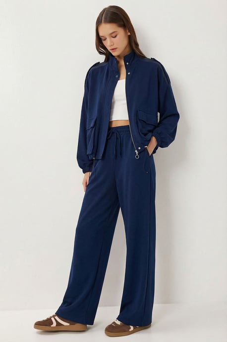 Taschen-Detail-Jacke & Weitbeinige Hose Zweiteiliges Set - Image 3