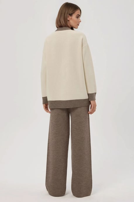 Knopf-Cardigan & Strukturierte Hohe Taille Strickhose Co-Ord Set - Image 5