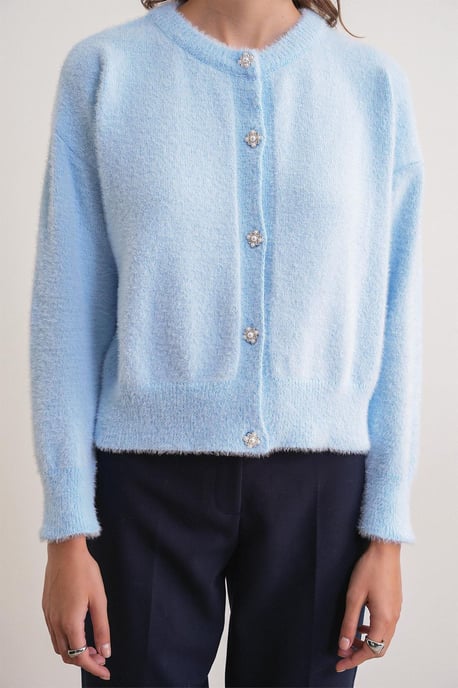 Knopf Oversize Strukturstrickjacke - Image 4