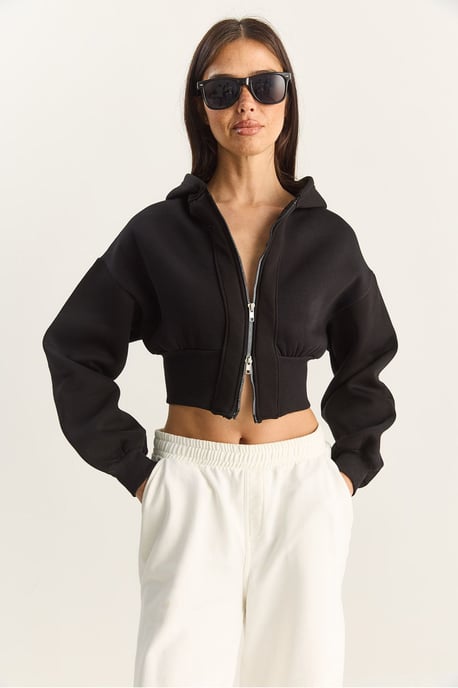 Kapuzensweatshirt im Slim Fit mit Rippstrick-Muster - Image 2