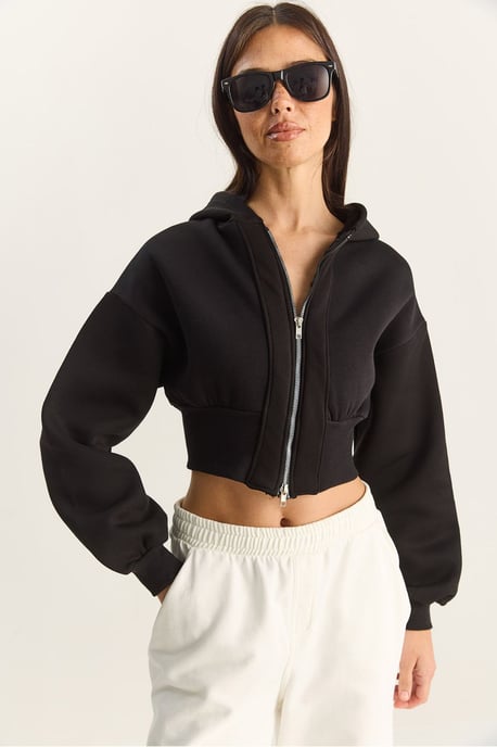 Kapuzensweatshirt im Slim Fit mit Rippstrick-Muster - Image 4