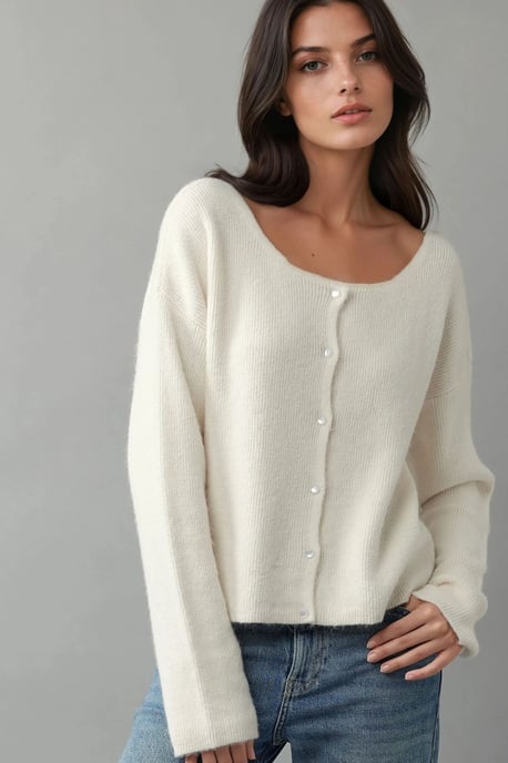 Ultrasoft Crew Neck Knopf-Cardigan für doppelte Verwendung - Image 2