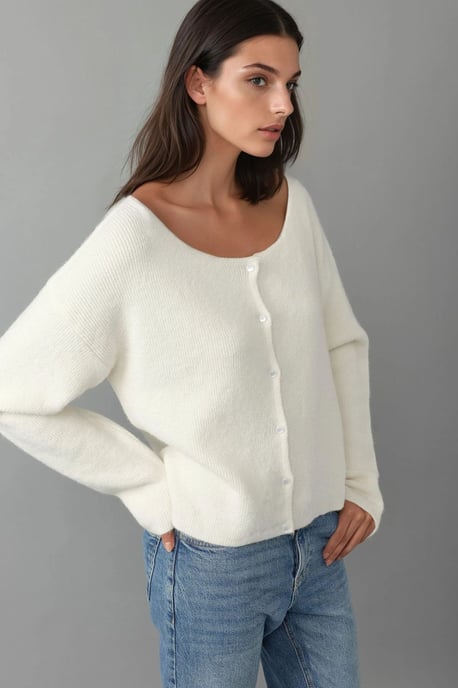 Ultrasoft Crew Neck Knopf-Cardigan für doppelte Verwendung - Image 5