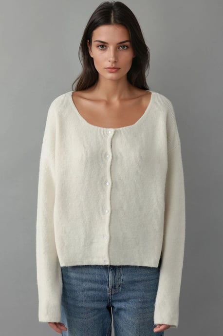 Ultrasoft Crew Neck Knopf-Cardigan für doppelte Verwendung - Image 6
