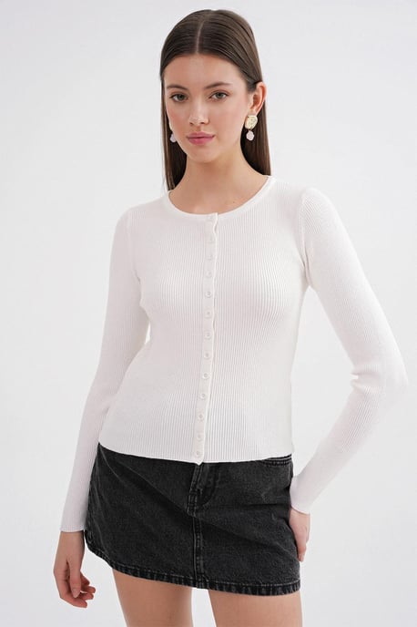Knopfverschluss Slim Fit Rippstrick-Cardigan - Image 5