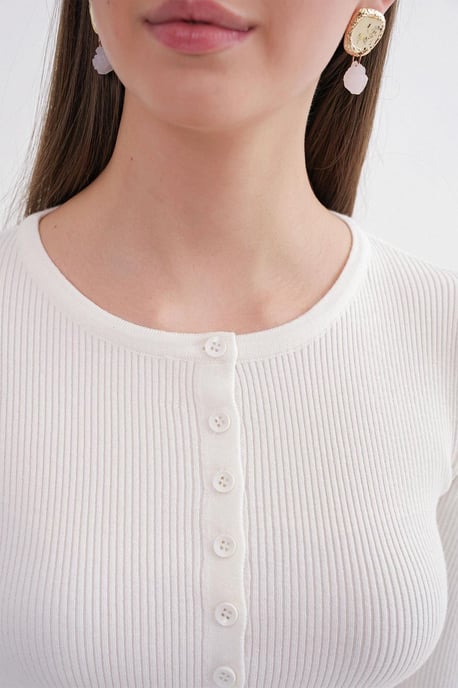 Knopfverschluss Slim Fit Rippstrick-Cardigan - Image 6