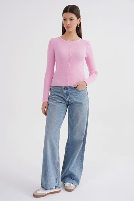 Knopf-gefütterte Slim Fit Rippstrick-Cardigan - Image 2