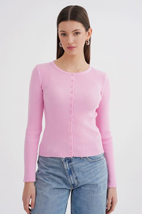 Knopf-gefütterte Slim Fit Rippstrick-Cardigan - Image 3
