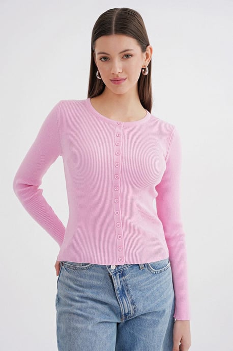Knopf-gefütterte Slim Fit Rippstrick-Cardigan - Image 4