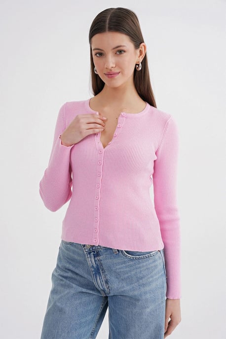 Knopf-gefütterte Slim Fit Rippstrick-Cardigan - Image 5