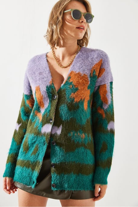 Langer, dicker Jacquard-Cardigan mit Knopfverschluss - Image 4