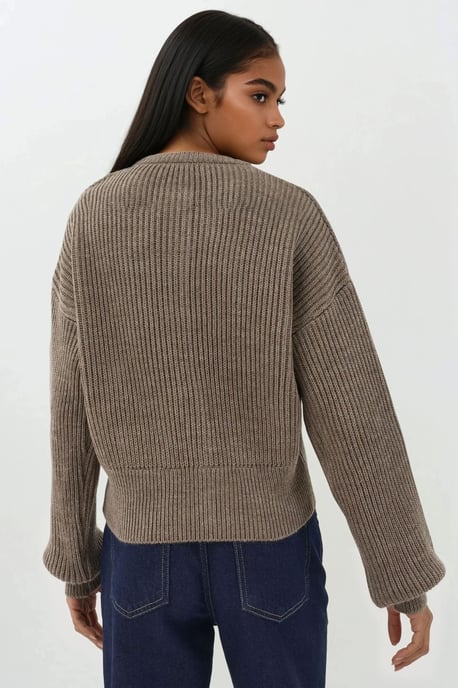 Strickjacke mit Struktur, Rundhalsausschnitt und langen Ärmeln mit Knöpfen - Image 4