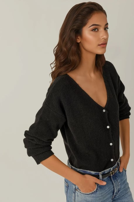 Ultrasofter V-Ausschnitt cardigan mit Knöpfen in Doppelverwendung - Image 5