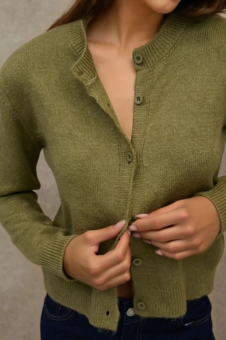 Rundhals Strickwaren Weicher Touch Cardigan - Image 2