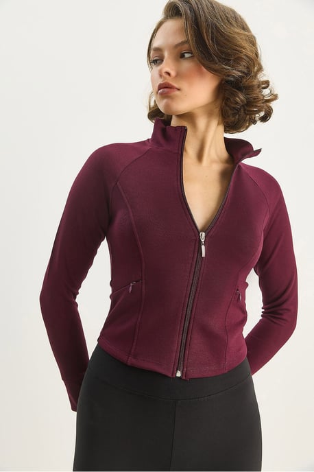 Slim Fit Strick-Active-Top mit Reißverschluss - Image 2