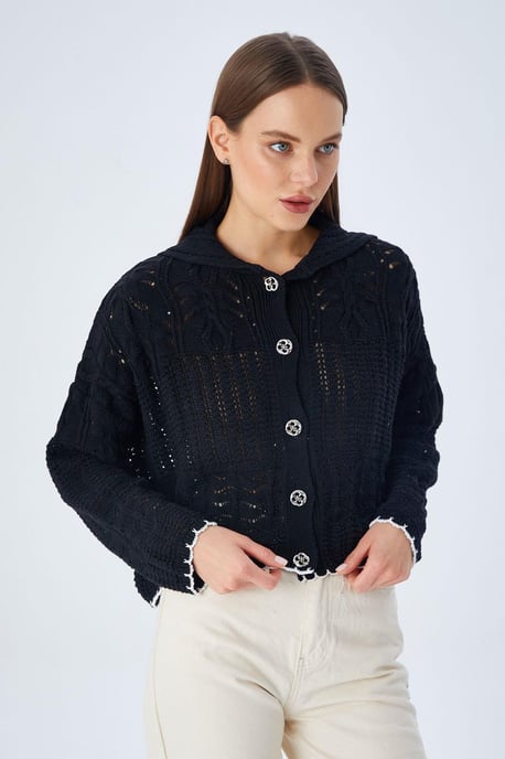 Strukturierter Strickjacke mit Knopfverschluss - Image 2