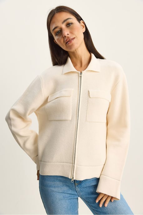 Rippstrick-Cardigan mit Reißverschluss und Taschen - Image 2