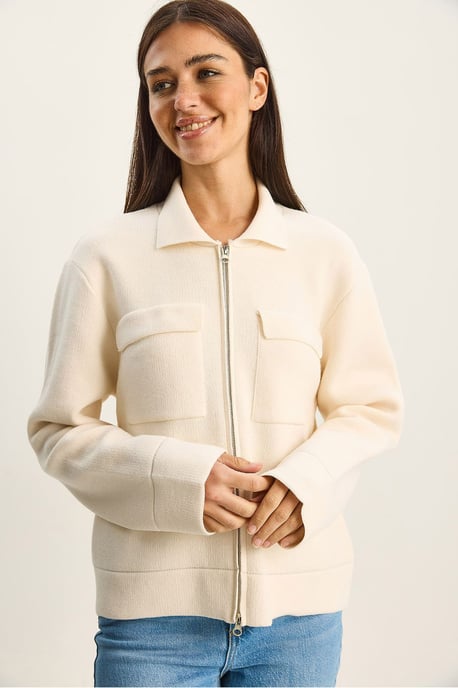 Rippstrick-Cardigan mit Reißverschluss und Taschen - Image 3