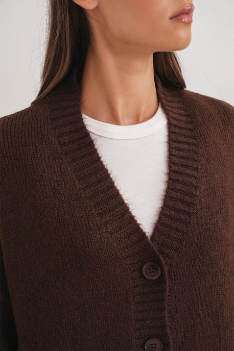 Knopf-V-Ausschnitt Rippstrick-Cardigan - Image 5
