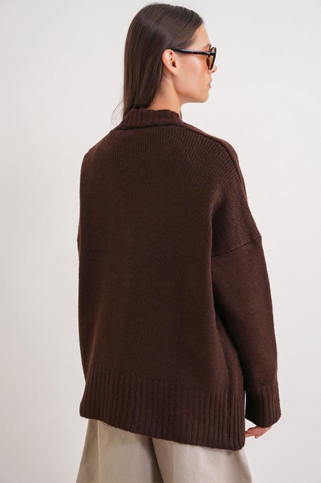 Knopf-V-Ausschnitt Rippstrick-Cardigan - Image 6