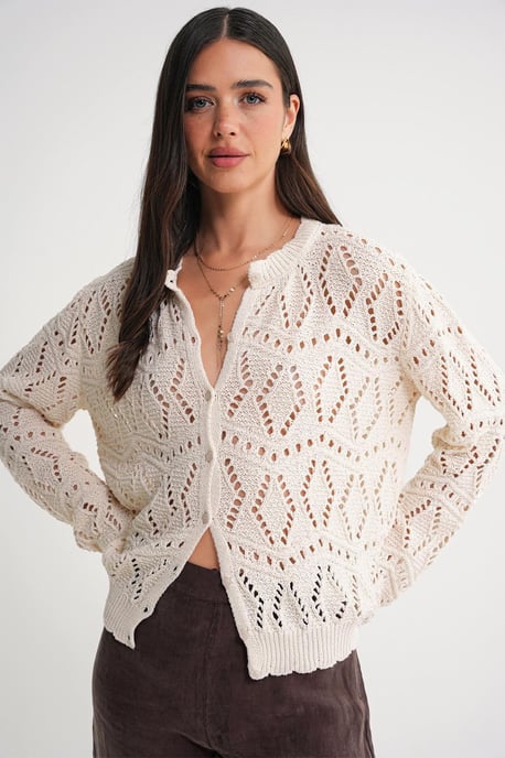 Strickjacke mit Struktur und Knopfverschluss - Image 1