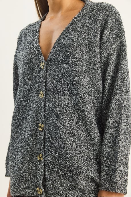 Strukturierter V-Ausschnitt Knopfpullover - Image 6