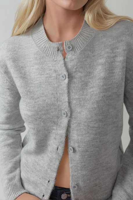Crew Neck Strickwaren Weicher Touch Cardigan - Image 2