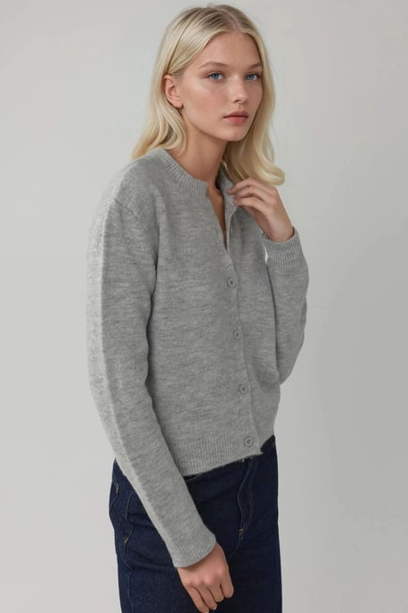 Crew Neck Strickwaren Weicher Touch Cardigan - Image 4