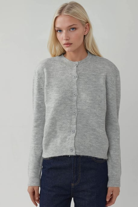 Crew Neck Strickwaren Weicher Touch Cardigan - Image 6