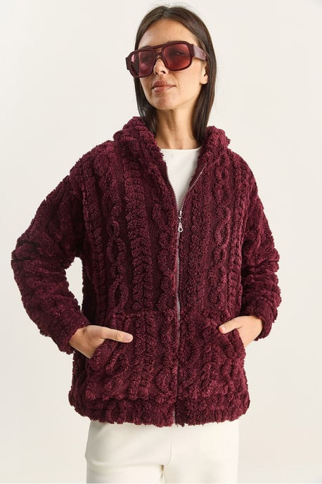 Häkelstrick-Cardigan mit Kapuze und Reißverschluss - Image 6