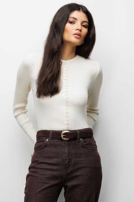 Rippstrick-Knopf-Cardigan - Image 3
