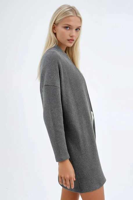 Langgestreifter Strick-Cardigan mit offenem Kragen - Image 2