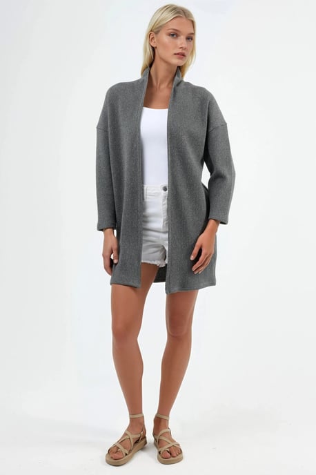 Langgestreifter Strick-Cardigan mit offenem Kragen - Image 5