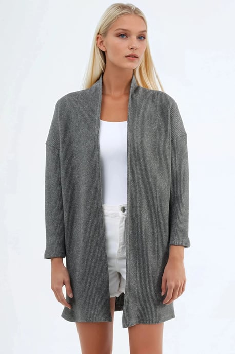 Langgestreifter Strick-Cardigan mit offenem Kragen - Image 6