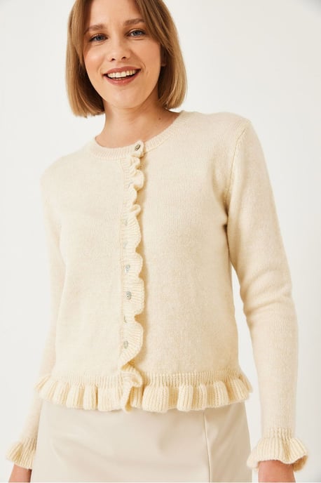 Rüschengestrickter Cardigan mit Rundhalsausschnitt - Image 4