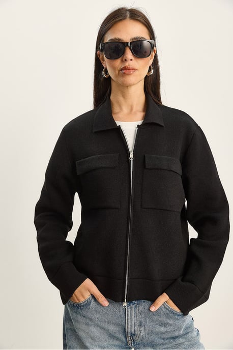 Rippstrick-Cardigan mit Reißverschluss und Taschen - Image 2