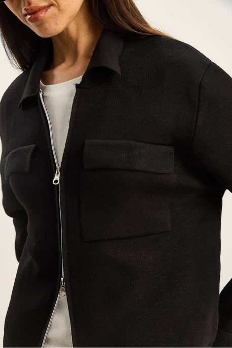 Rippstrick-Cardigan mit Reißverschluss und Taschen - Image 6